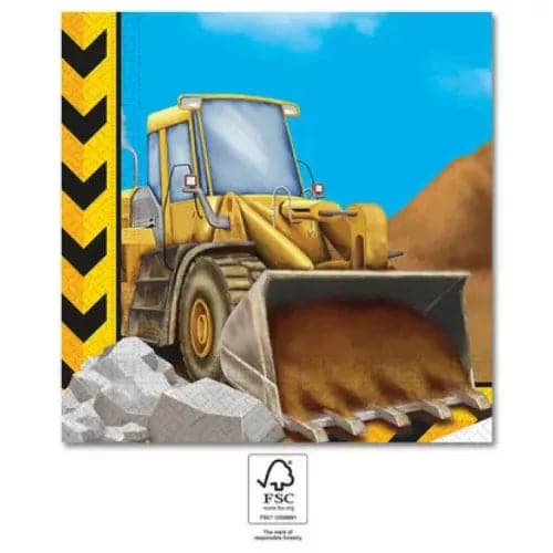 Servietten Baustelle 33cm x 33cm, Metallic Mix (20 Stk.)