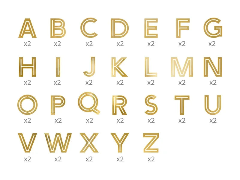 Alphabet Aufkleber 4 cm gold Stickers (52 Buchstaben)