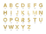 Alphabet Aufkleber 4 cm gold Stickers (52 Buchstaben)