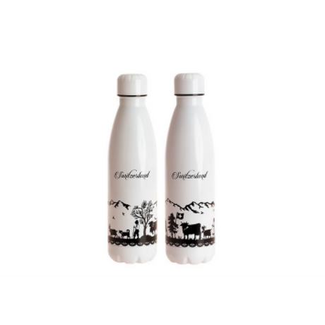 Thermos-Flasche Metall 0.5 l weiss mit Scherenschnitt
