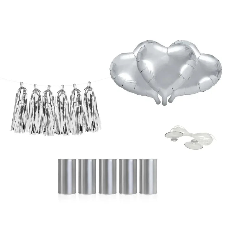 Auto - Dekoset - Herzen silber