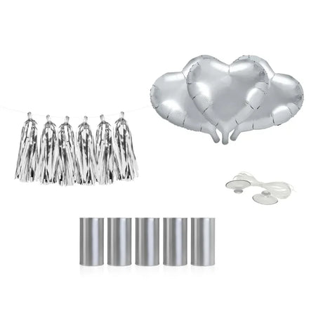 Auto - Dekoset - Herzen silber