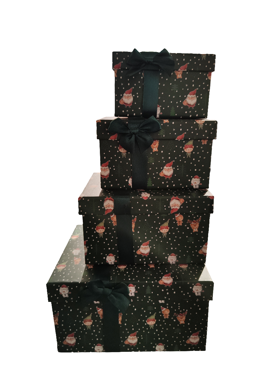 Geschenkbox grün mit Weihnachtsmotive