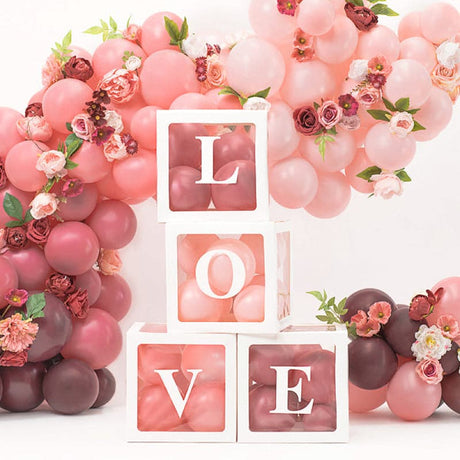 Boxen für Luftballons LOVE 30x30 cm weiß