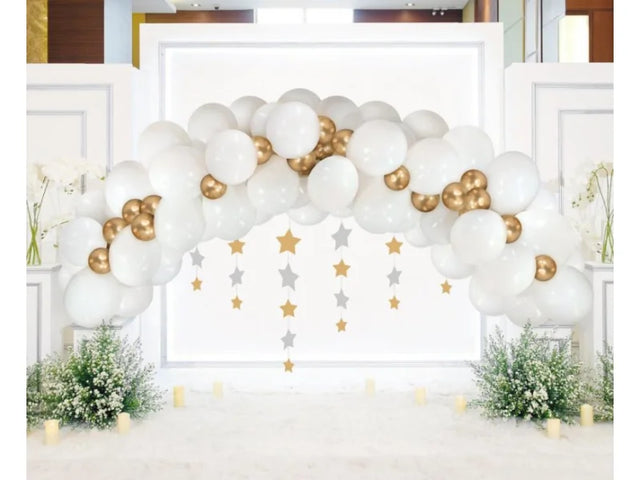 Ballongirlande B&C weiß und gold 70 Stück