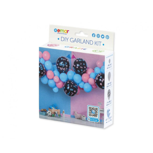Ballongirlande He or She 2m Metallic Mix