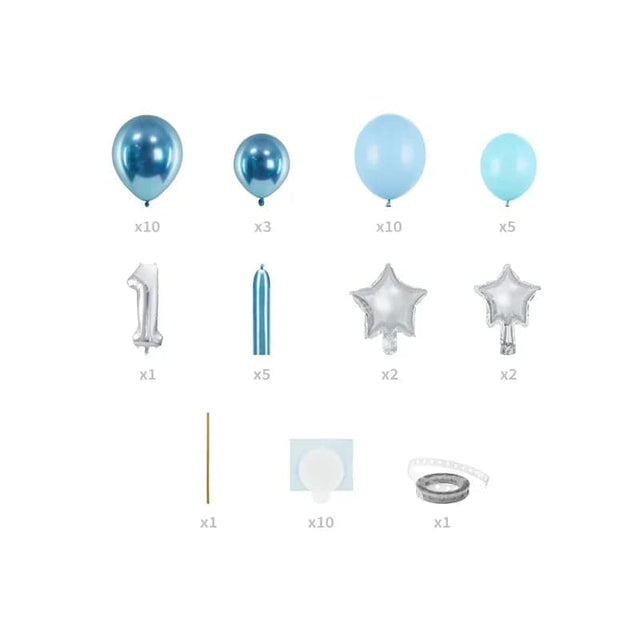 Ballonstrauss 1st Birthday 90cm x 140cm Metallic Blau