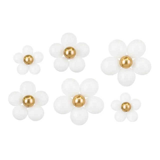 Ballonstrauss Blumen 40-50cm Metallic weiss & gold