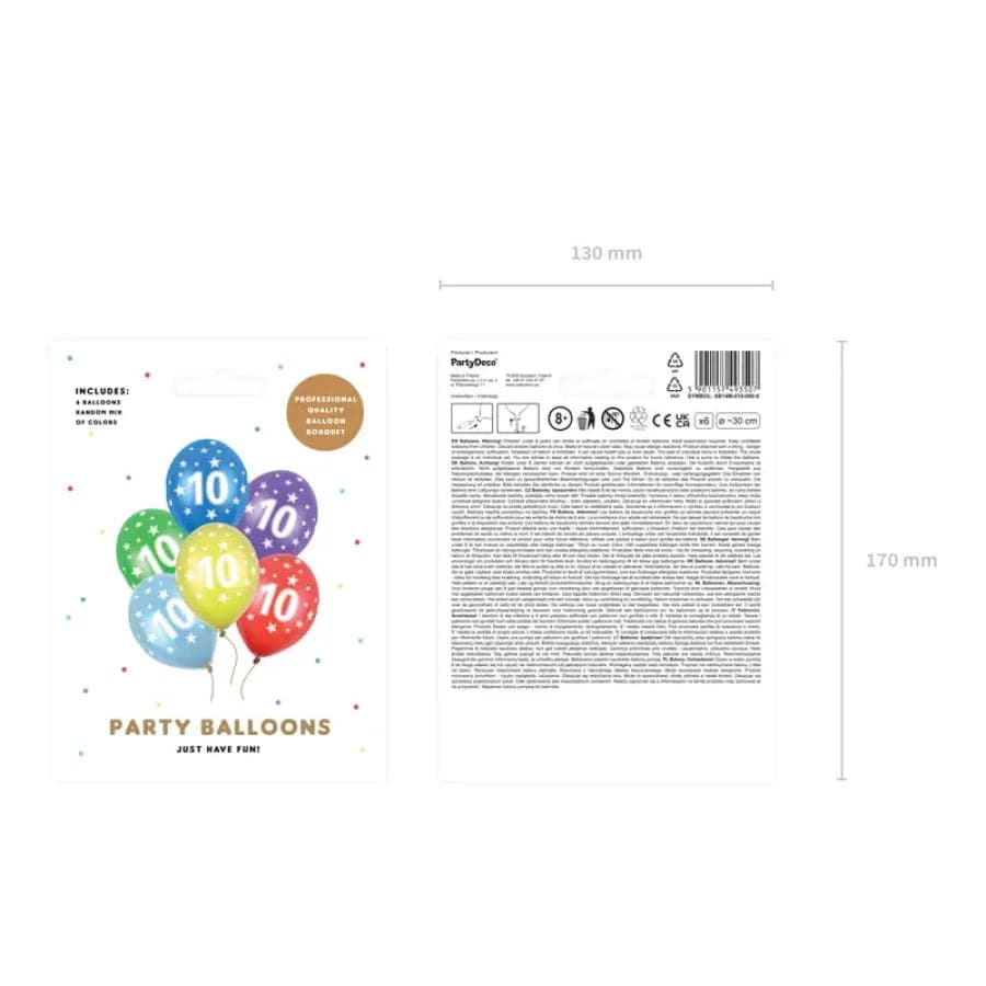 Ballons 30cm 10st Birthday Metallic Mix (6 Stk.)