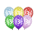 Ballons 30cm 3st Birthday Metallic Mix (6 Stk.)