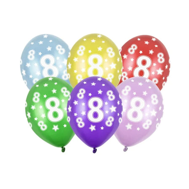 Ballons 30cm 8st Birthday Metallic Mix (6 Stk.)