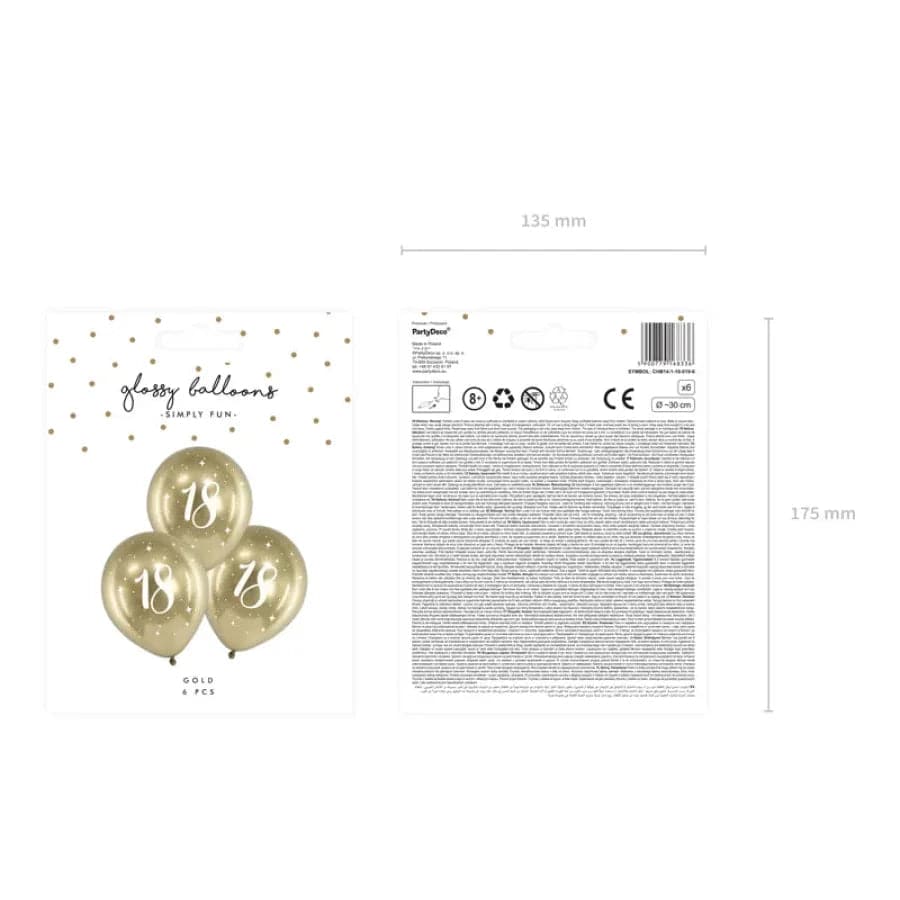 Ballons Glossy 30cm 18 gold (6 Stk.)