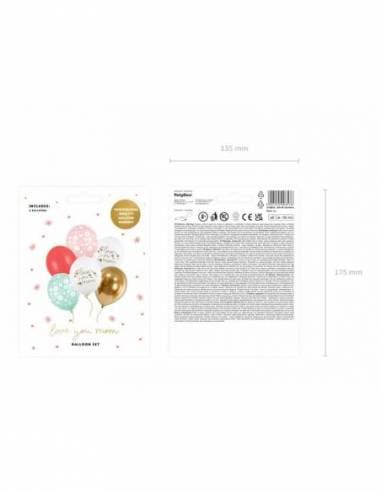 Ballons 30 cm, Love you mom, mix (6 Stk.)