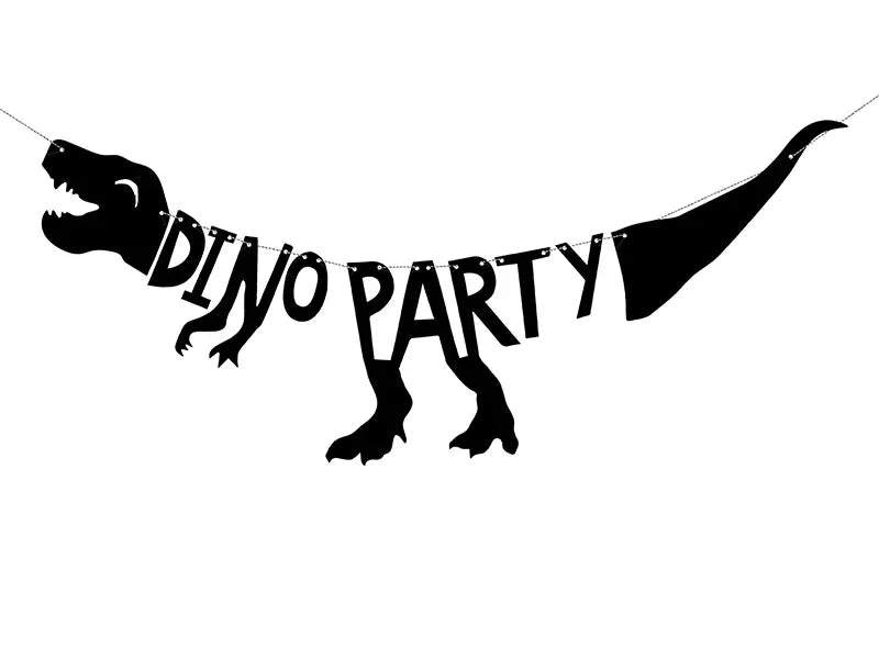 Banner Dino Party 90cm Pastell schwarz (1 Stk.)