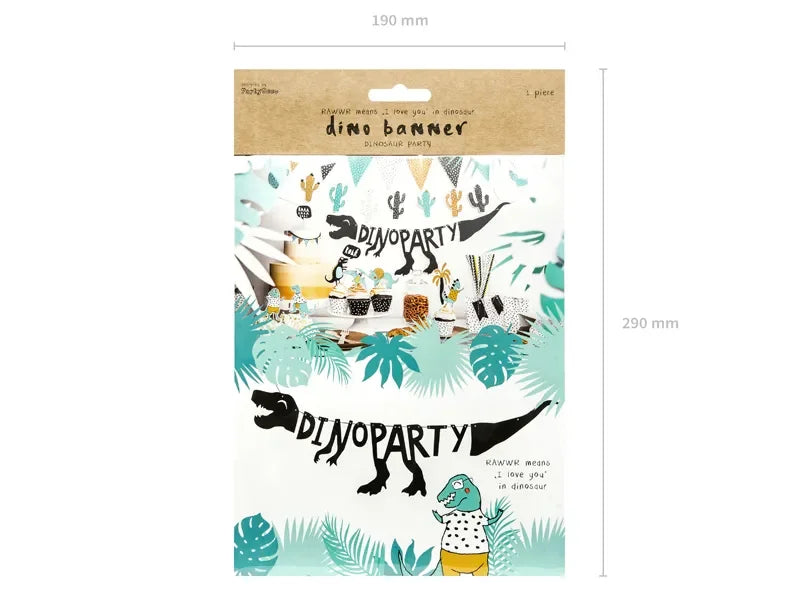 Banner Dino Party 90cm Pastell schwarz (1 Stk.)