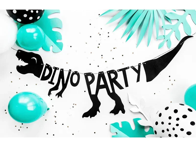 Banner Dino Party 90cm Pastell schwarz (1 Stk.)