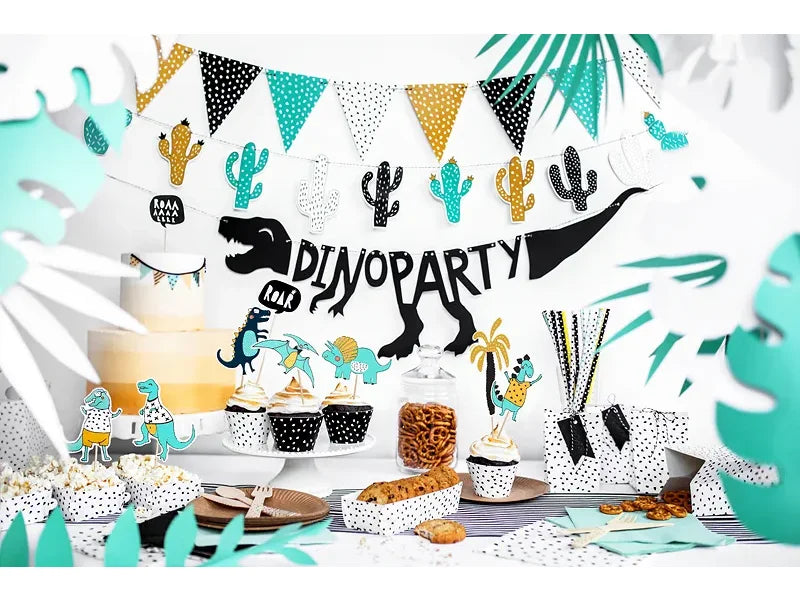 Banner Dino Party 90cm Pastell schwarz (1 Stk.)