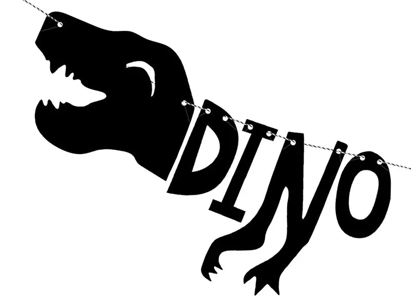 Banner Dino Party 90cm Pastell schwarz (1 Stk.)