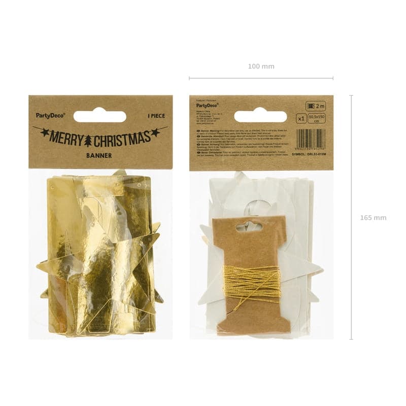 Banner Merry Christmas 1.50m x 10.5cm Metallic gold (1 Stk.)