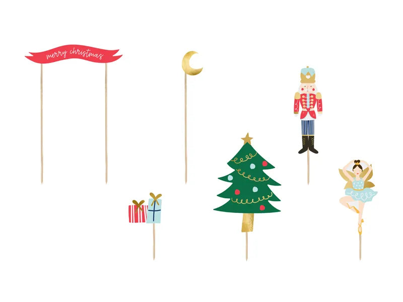 Cake Topper Weihnachten - Nussknacker, Pastel Mix (6 Stk.)