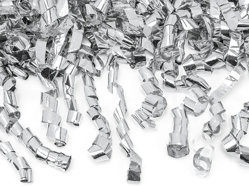 Konfettikanone 1m Streifen, Metallic silber (1 Stk.)