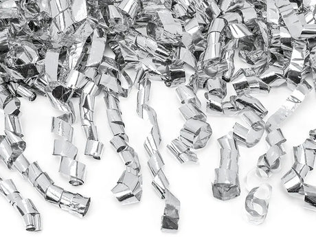 Konfettikanone 1m Streifen, Metallic silber (1 Stk.)