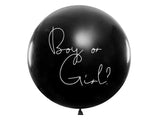Ballone Gender Reveal 1m, Pastel schwarz mit blauem Konfetti (1 Stk.)