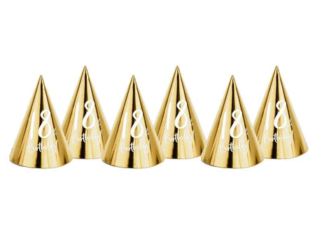Party Hut 18th Birthday 16cm, Metallic gold (6 Stk.)
