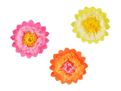 Dekoration aus Seidenpapier Blumen, 35 cm, Mix (3 Stk.)