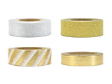 Dekoband Christmas Pack, Metallic gold/silber (4 Stk.)
