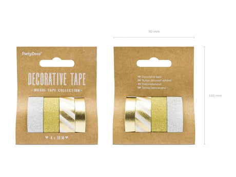 Dekoband Christmas Pack, Metallic gold/silber (4 Stk.)