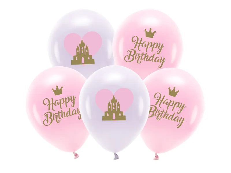 Eco Balloons 33 cm, Happy Birthday, mix (5 Stk.)