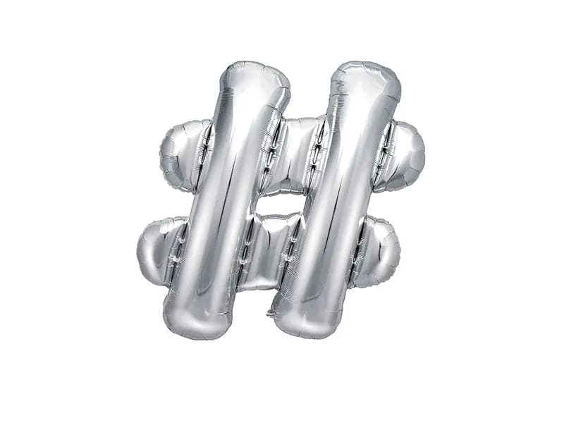Ballone Buchstabe "#" 35cm, Metallic silber (1 Stk.)