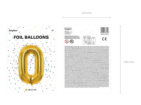 Ballone Zahl ''0'' 86cm, Metallic gold (1 Stk.)