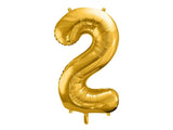 Ballone Zahl "2" in gold, Ballonbouquet