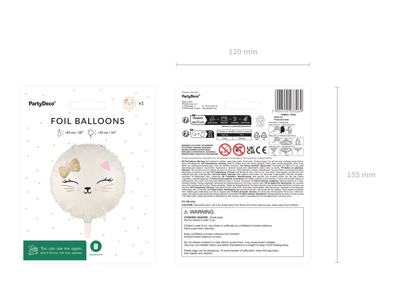 Folienballon Katze, 45 cm, mix