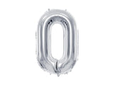 Ballone Zahl "0" 72cm, Metallic silber (1 Stk.)