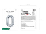 Ballone Zahl "0" 72cm, Metallic silber (1 Stk.)