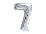 Ballone Zahl "7" 72cm, Metallic silber (1 Stk.)