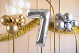 Ballone Zahl "7" 72cm, Metallic silber (1 Stk.)