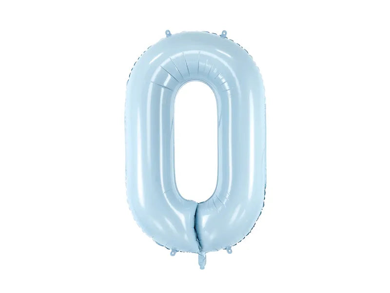 Ballone Zahl "0" 72cm, Hellblau (1 Stk.)