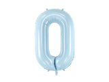 Ballone Zahl "0" 72cm, Hellblau (1 Stk.)