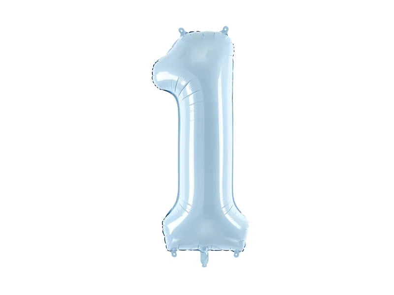 Ballone Zahl "1" 72cm, Hellblau (1 Stk.)