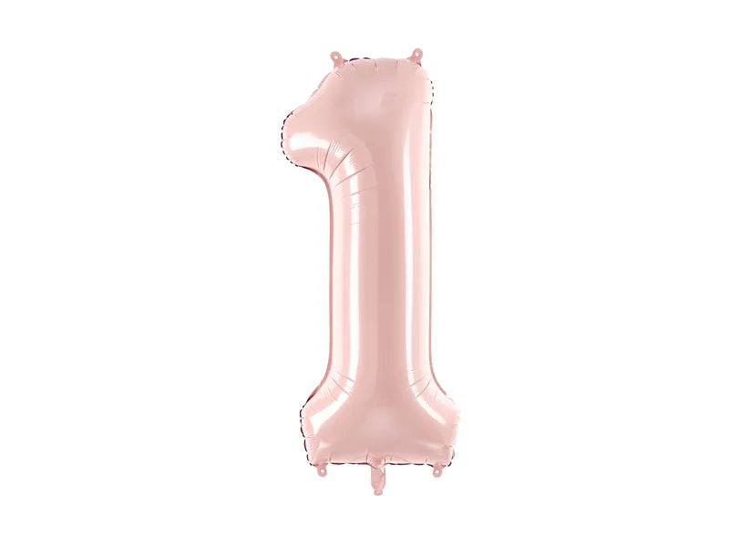 Ballone Zahl "1" 72cm, Hellrosa (1 Stk.)
