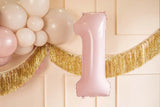 Ballone Zahl "1" 72cm, Hellrosa (1 Stk.)