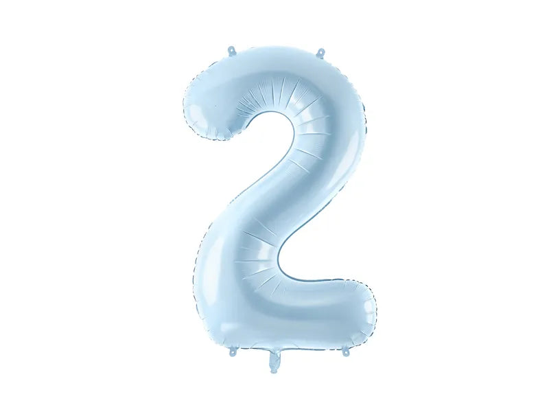 Ballone Zahl "2" 72cm, Hellblau (1 Stk.)
