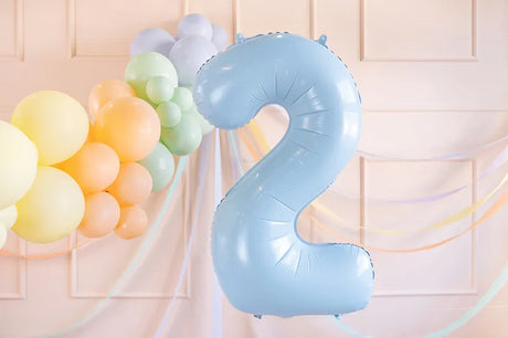 Ballone Zahl "2" 72cm, Hellblau (1 Stk.)