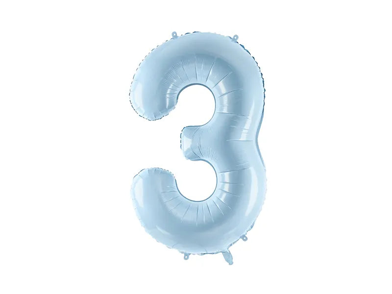 Ballone Zahl "3" 72cm, Hellblau (1 Stk.)