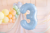 Ballone Zahl "3" 72cm, Hellblau (1 Stk.)
