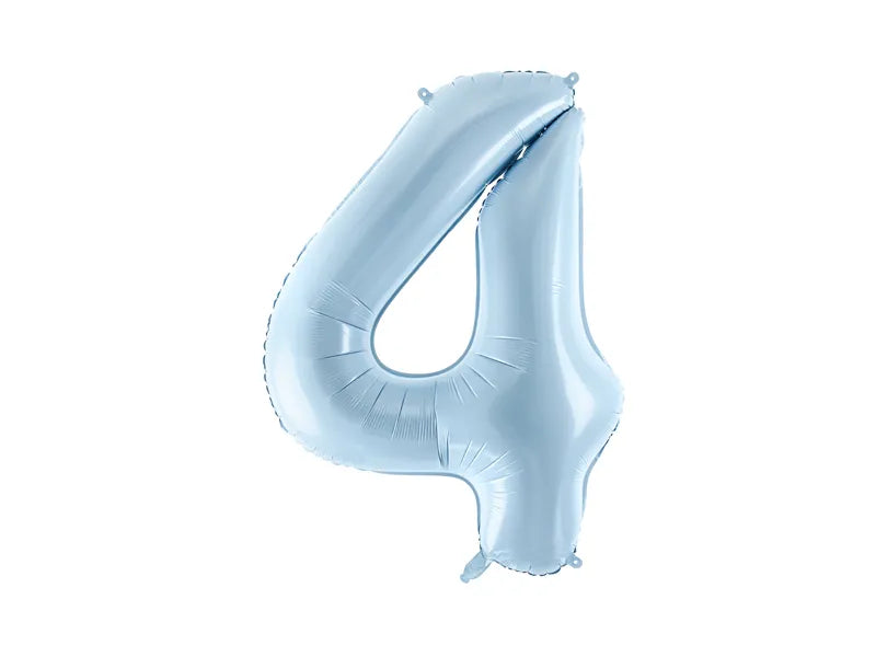 Ballone Zahl "4" 72cm, Hellblau (1 Stk.)